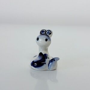 Gzhel Porcelain Snake Figurine Handmade